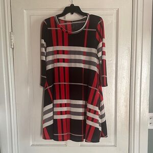 Chic Red and Black Plaid Dress
